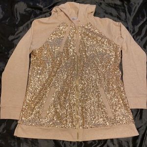 Isaac mizrahi live Hooded sequin jacket Nwot